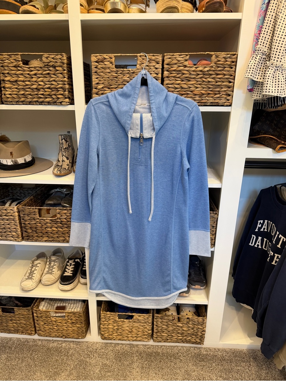 Tommy Bahama Light Blue Long Sleeve Hoodie Dress